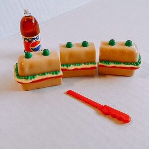 Vintage Mattel pizza party Courtney Barbie accessories sub sandwich Pepsi